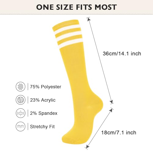 American Trends Womens Athletic Socks Outdoor Sports Yellow Running Training Socks Casual Tube Socks 1 Pack Yellow White - Image 4