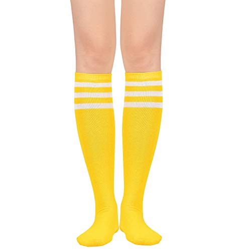 American Trends Womens Athletic Socks Outdoor Sports Yellow Running Training Socks Casual Tube Socks 1 Pack Yellow White - Image 2