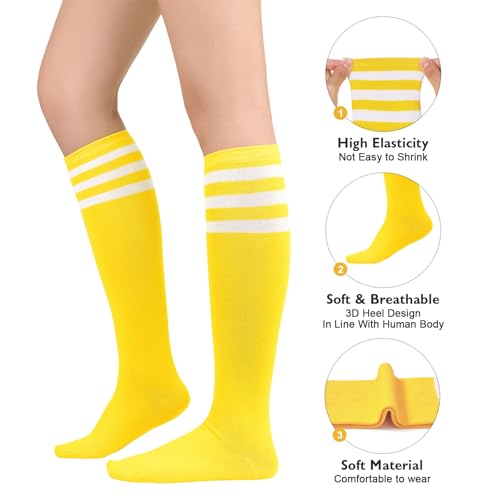 American Trends Womens Athletic Socks Outdoor Sports Yellow Running Training Socks Casual Tube Socks 1 Pack Yellow White - Image 3