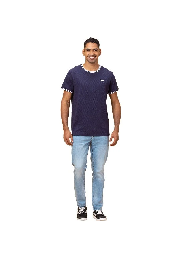 بيينغ هيومان Mens Midnight Blue Round Neck Short Sleeve T-Shirt