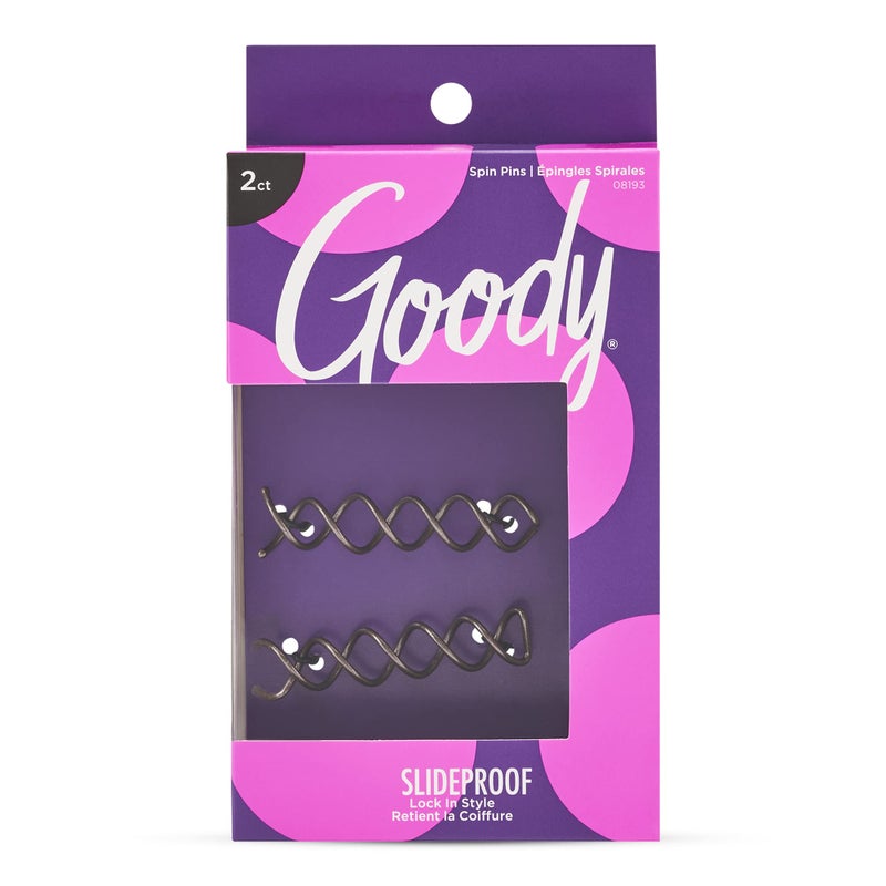 Goody Mini Spin Pins 2 Ct Spiral Clips for Quick Easy Buns AllDay Hold Twist Corkscrew Bobby Pins PainFree Hair Accessories for Women Men Boys Girls All Hair Types