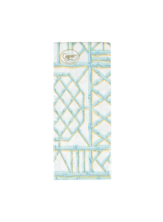 Caspari Bamboo Screen Robin's Egg Paper Linen Guest Towel Napkins - 12 Per Package - Image 5