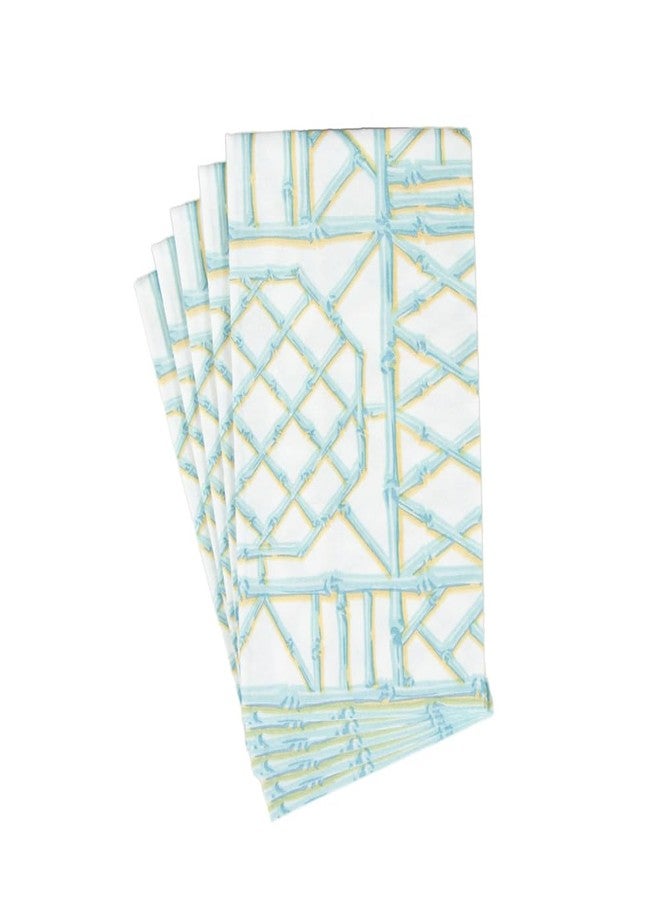 Caspari Bamboo Screen Robin's Egg Paper Linen Guest Towel Napkins - 12 Per Package - Image 2