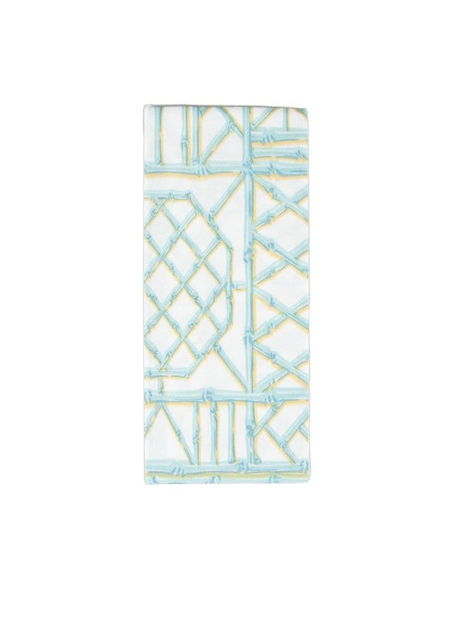 Caspari Bamboo Screen Robin's Egg Paper Linen Guest Towel Napkins - 12 Per Package - Image 1