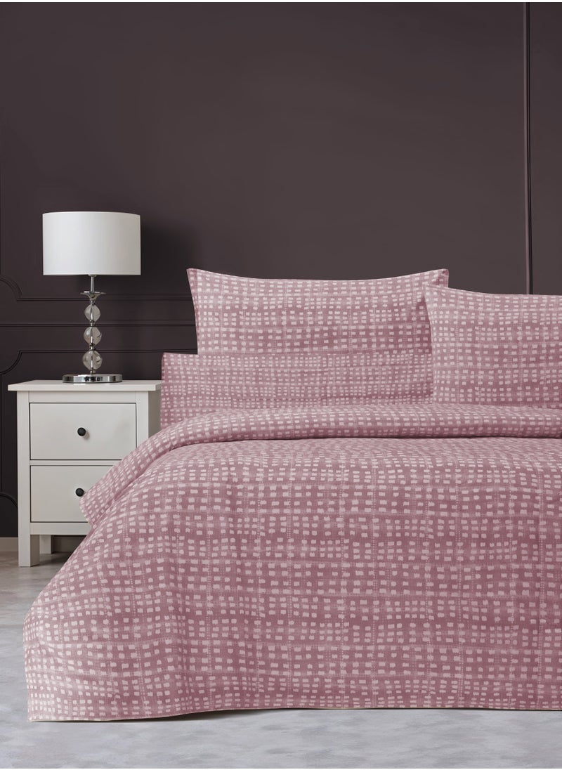 مورانو Morano Sofia Bedsheet Set, Microfiber Material with a Cotton-Like Touch for a Soft and Breathable Feel, Ideal for Double Beds, Measuring 240 x 260 CM, Includes Pillowcases (Breeze-Rose)  طقم ملاءات سرير مورانو صوفيا، مصنوع من مادة الألياف الدقيقة بملمس يشبه القطن لملمس ناعم وجيد التهوية، مثالي للأسرة المزدوجة، مقاس 240 × 260 سم، يتضمن أكياس وسائد (زهري-وردي)  - Image 1