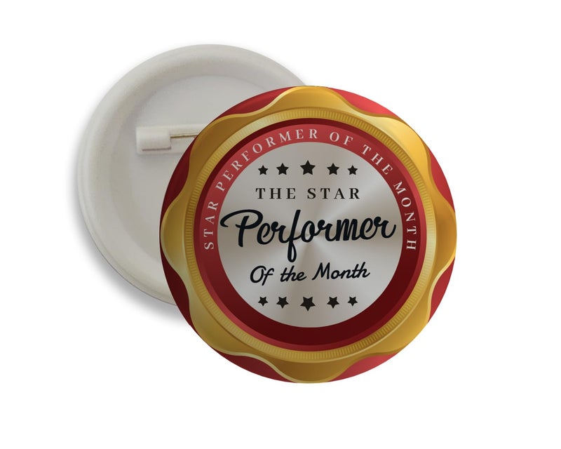 D2C Star Performer of The Month Round Pin Button Badge for Students Colleges Classes Office Small Business Entrepreneur Appreciation batches for Bags, Backpack, Size-58mm Multicolor Pack of 5 - Image 3