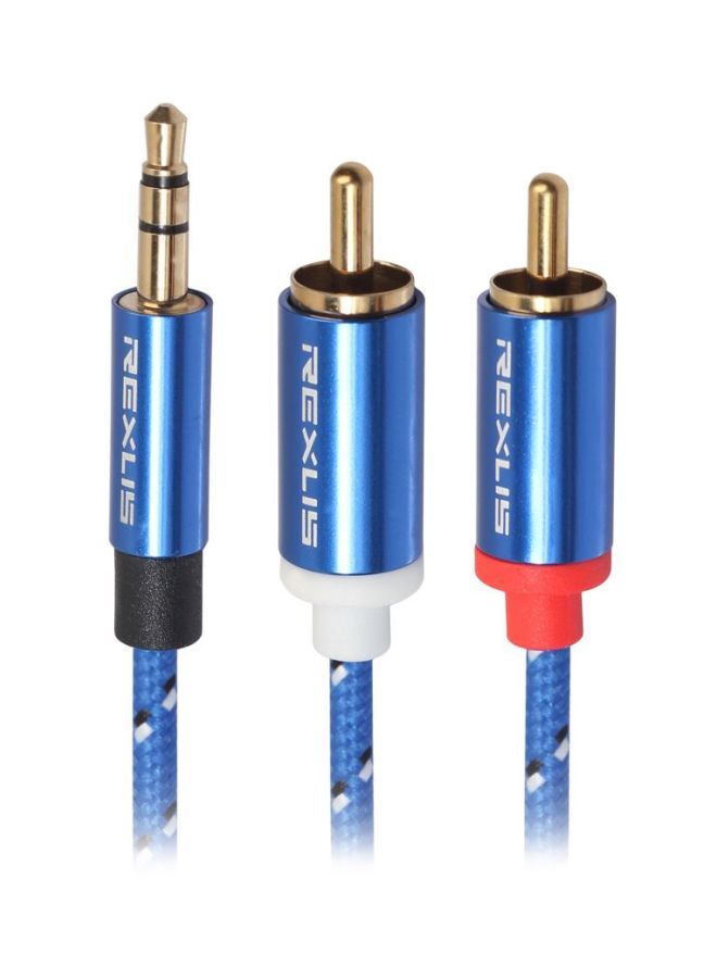 NIBEMINENT 3.5mm Male To Dual RCA Audio Cable Blue/Gold/Red  - Image 1