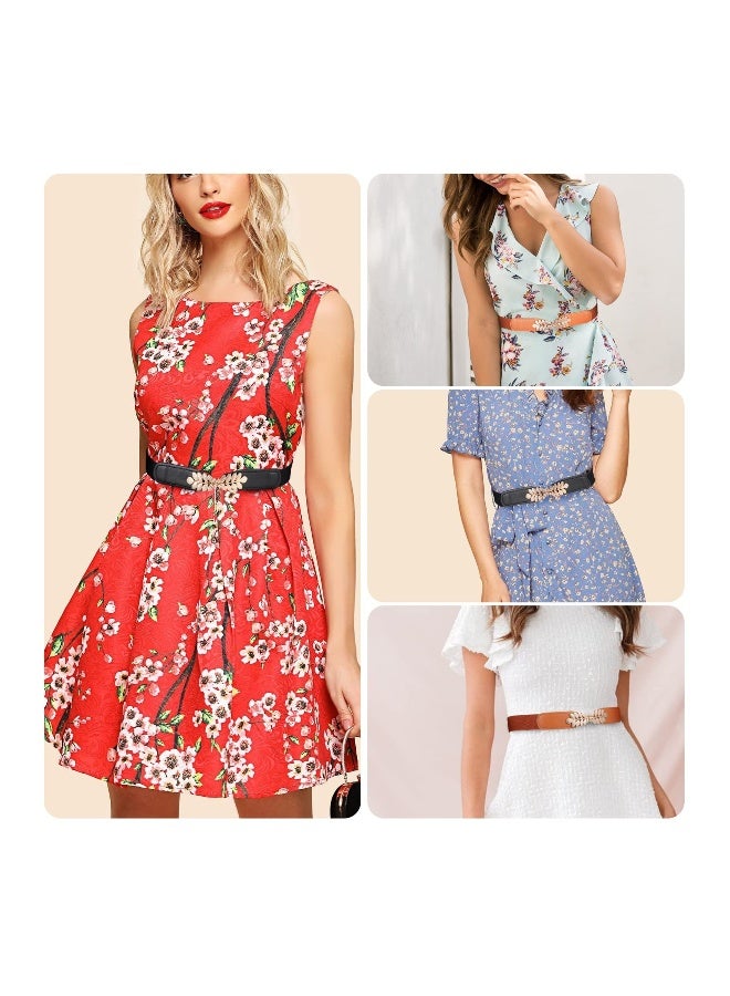 2Pcs Women's Stretch Retro Skinny Belts, Fashionable Thin Waist Belts for Dresses, Jeans, and Shorts, Versatile Decorative Belts with Simple Buckle for Any Occasion - Image 2