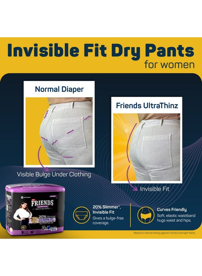 Friends UltraThins Slim Fit Adult Diapers (Dry Pants) for Women - Medium - 9 Count - with thin design, peach colour, and anti-rash - Waist Size 25-48 Inch ;6 3.5-122 cm - pzsku/Z09A25C1D92D0ED39D420Z/45/_/1737720666/ff27671b-6ed9-459a-a623-1bab4f2f89c8