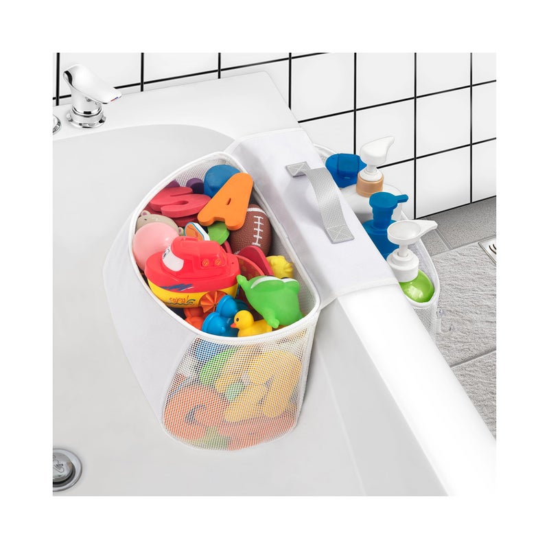 Austion Saddle shape 2 Compartments Bath Toy Organizer Easy Access for Children Wide Opening Bath Toy Holder for Drying Toys and Storage Mesh Shower Toy Holder and Bath Tub Toy Storage Organizer for Tub - Image 2