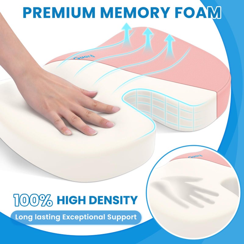 TushGuard Seat Cushion for Office Chair Memory Foam Non-Slip Cushion Back, Relief Chair Pad, Butt Pillow for Office Chair, Car, Computer Desk, Pink - Image 3
