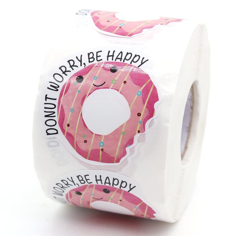 Littlefa Cute Donut Thank You StickersDonut Worry Be Happy Business StickerBakeries StickersFunny Handmade Sticker for Small Business 500 PC