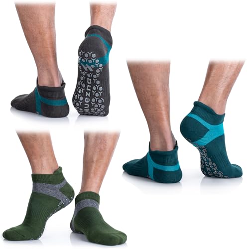 Muezna Men's Non-Slip Yoga Socks, Anti-Skid Pilates, Barre, Bikram Fitness Hospital Slipper Socks with Grips - Image 1