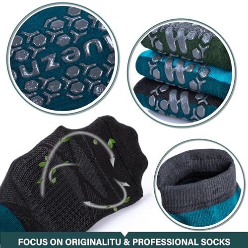 Muezna Men's Non-Slip Yoga Socks, Anti-Skid Pilates, Barre, Bikram Fitness Hospital Slipper Socks with Grips - Image 4