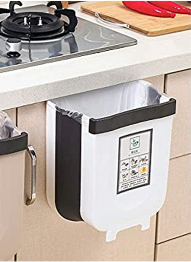 Perfii Hanging Trash Bin Compact Collapsible Garbage Pail for Kitchen or Bathroom Drawers  - Image 2