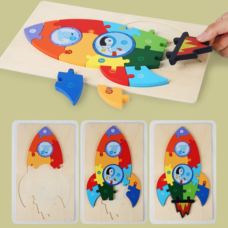 Wooden Buckle Puzzle Toy Early Childhood Education Enlightenment Puzzle Baby Building Blocks Toy Matching Shape Cognitive Puzzle - Image 5