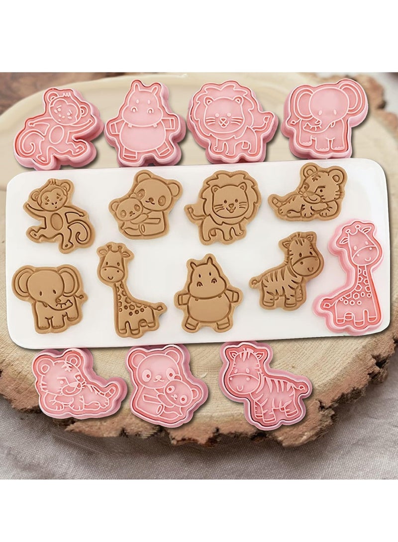 KASTWAVE 8 قطع قواطع كوكي الحيوانات، مع مجموعة ختم الضغط، قواطع نقش الحيوانات ثلاثية الأبعاد، قواطع الطين البوليمري للأطفال، قاطع فواكه صغير، لقوالب خبز البسكويت وفونتان والجبن - Image 4