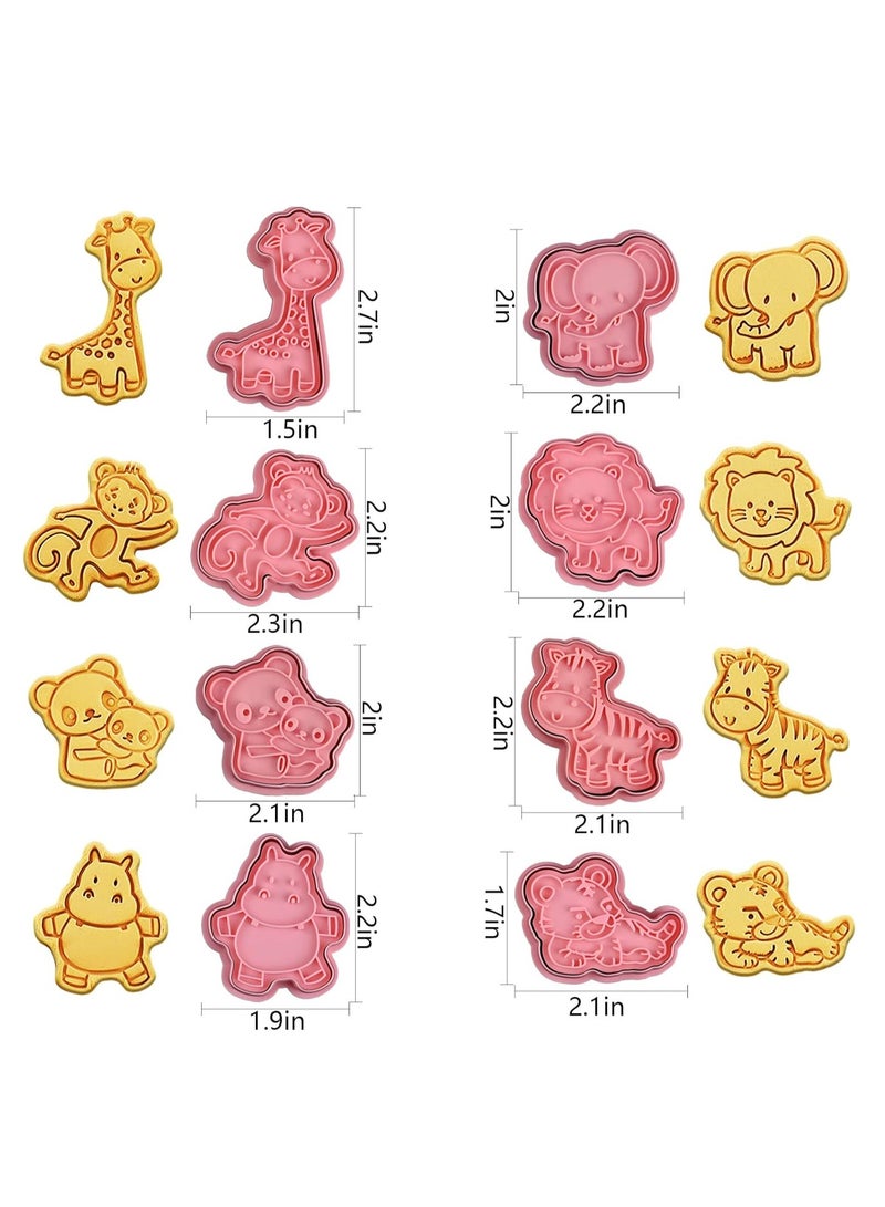 KASTWAVE 8 قطع قواطع كوكي الحيوانات، مع مجموعة ختم الضغط، قواطع نقش الحيوانات ثلاثية الأبعاد، قواطع الطين البوليمري للأطفال، قاطع فواكه صغير، لقوالب خبز البسكويت وفونتان والجبن - Image 5