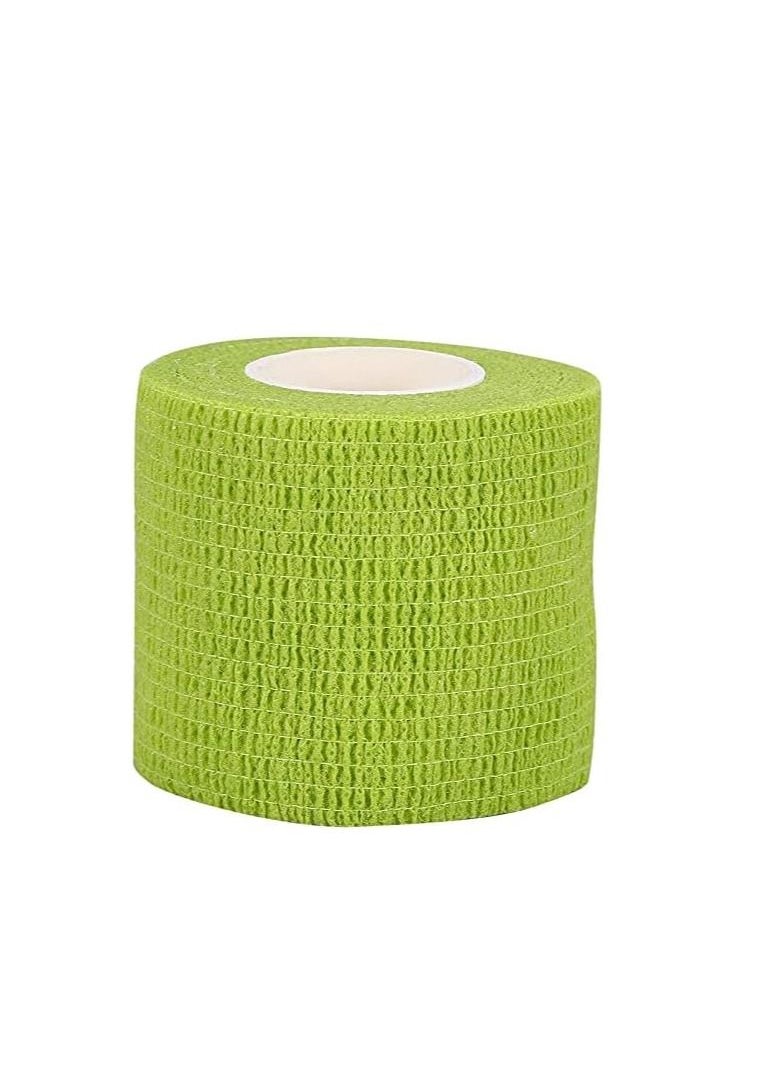 ORiTi Cohesive Bandages Grip Tapes For Tattoo, 5Meter Anti-Slip Self-Adhesive Non-Woven Fabric Handle Tape Tattoo Machine Grip Wrap, Sport Binding Joints Support (Green)  - Image 1