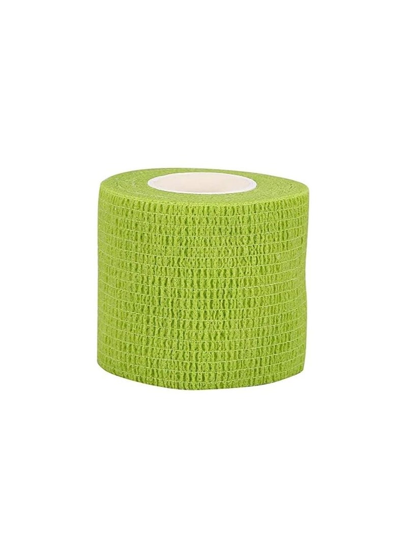 ORiTi Cohesive Bandages Grip Tapes For Tattoo, 5Meter Anti-Slip Self-Adhesive Non-Woven Fabric Handle Tape Tattoo Machine Grip Wrap, Sport Binding Joints Support (Green)  - Image 2