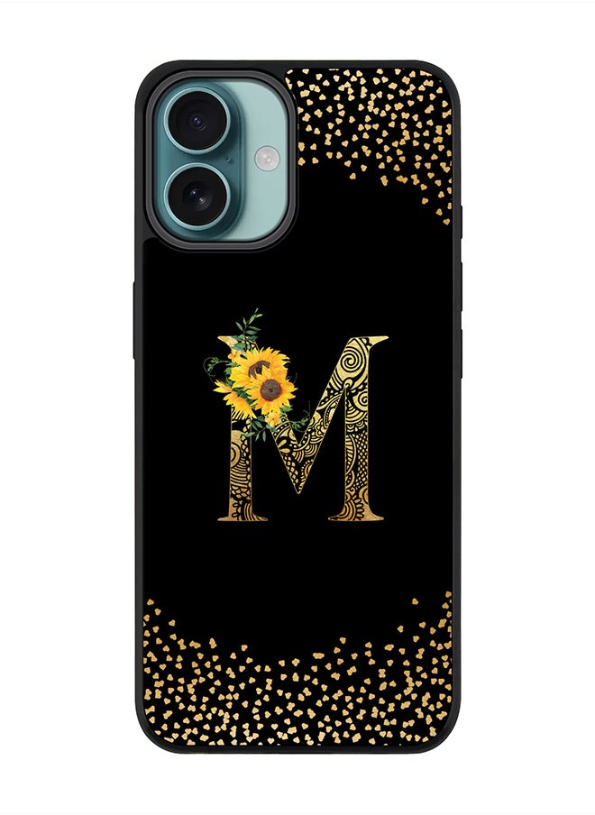 Stylizedd - For iPhone 16 Plus Case [Compatible with MagSafe] Slim Magnetic cover Phone Case iPhone 16 Plus -Custom Floral Monogram - M ( Black ) - Image 1
