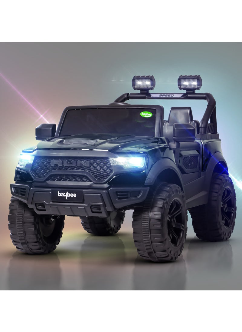 BAYBEE Run Battery Operated Jeep for Kids Rechargeable Battery Car for Kids with Music Led Light Ride On Kids Car Jeep Racing Baby Car Electric Car for Kids Children 2 to 7 Years Boy Girl Black  - Image 1