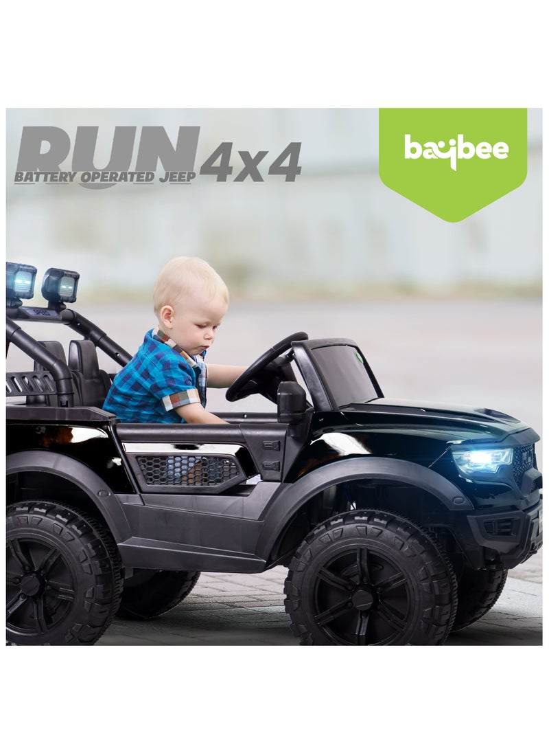 BAYBEE Run Battery Operated Jeep for Kids Rechargeable Battery Car for Kids with Music Led Light Ride On Kids Car Jeep Racing Baby Car Electric Car for Kids Children 2 to 7 Years Boy Girl Black  - Image 2