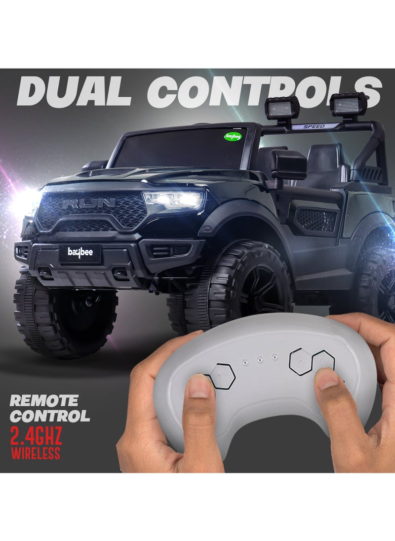 BAYBEE Run Battery Operated Jeep for Kids Rechargeable Battery Car for Kids with Music Led Light Ride On Kids Car Jeep Racing Baby Car Electric Car for Kids Children 2 to 7 Years Boy Girl Black  - Image 3