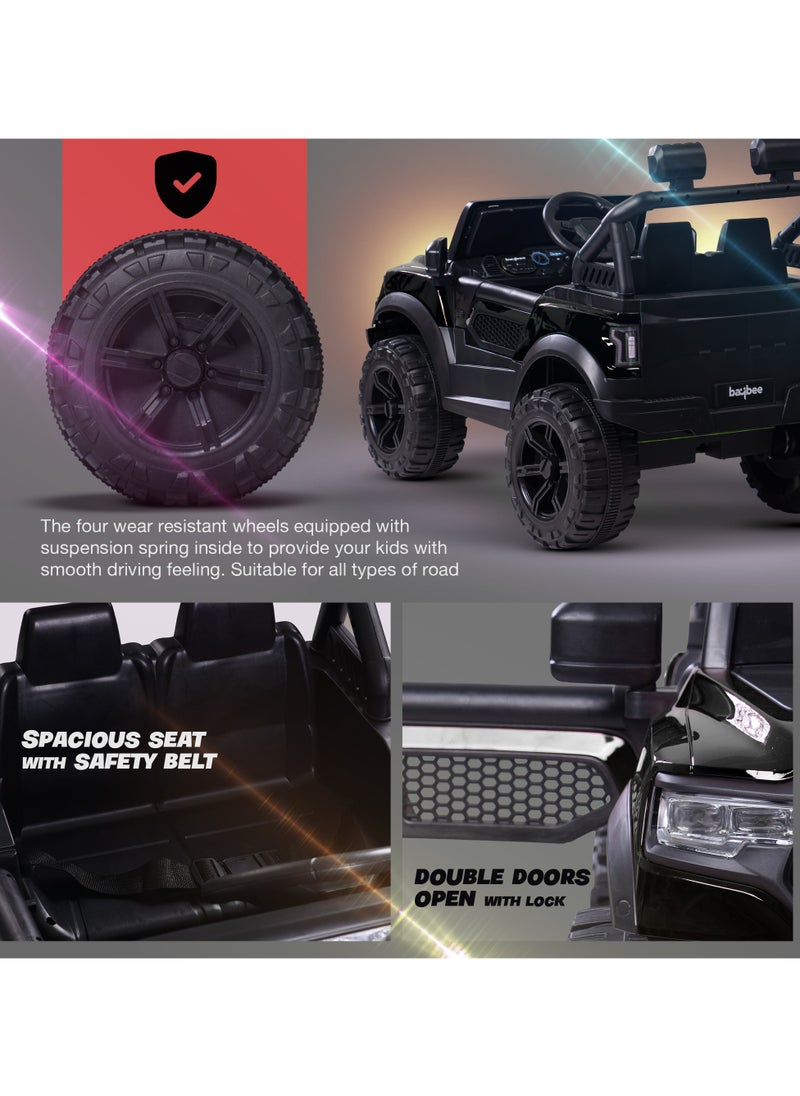 BAYBEE Run Battery Operated Jeep for Kids Rechargeable Battery Car for Kids with Music Led Light Ride On Kids Car Jeep Racing Baby Car Electric Car for Kids Children 2 to 7 Years Boy Girl Black  - Image 4