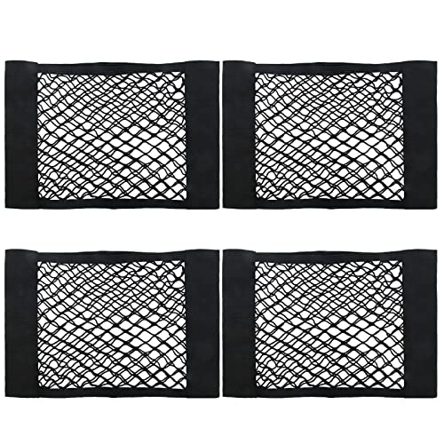 Universal Mesh Cargo Net for Car Trunk Storage Hoedia Small Cargo Net Pocket Storage Mesh Elastic Wall Sticker Organizer Pouch Bag Trunk Organize Cargo Mesh Storages Holder4 Pack