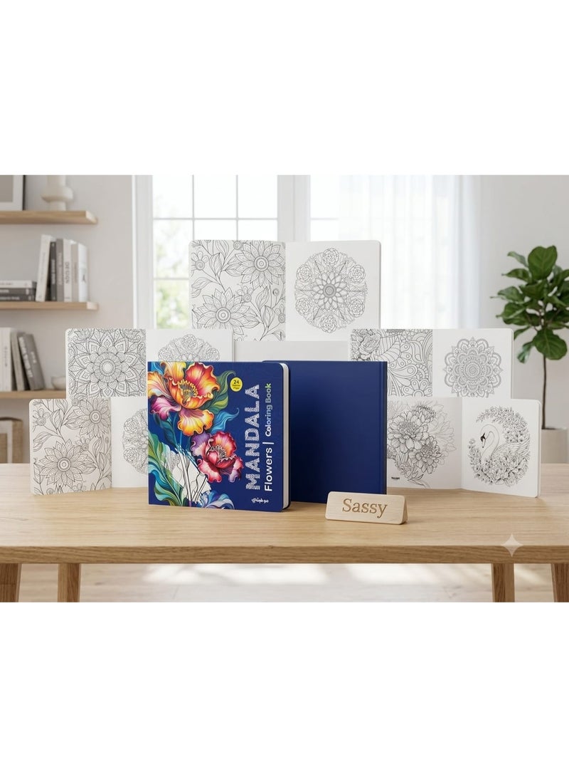 Mandala Coloring Book for Adults & Kids - 24 Detailed Therapeutic Patterns for Relaxation, Creativity, Mindfulness and Stress Relief | Premium Mandala Art Coloring Book  Note: The product may be shipped with either the Blue or Purple cover design depending on stock availability. The cover design may vary, but the interior content is identical in all versions. - Image 3
