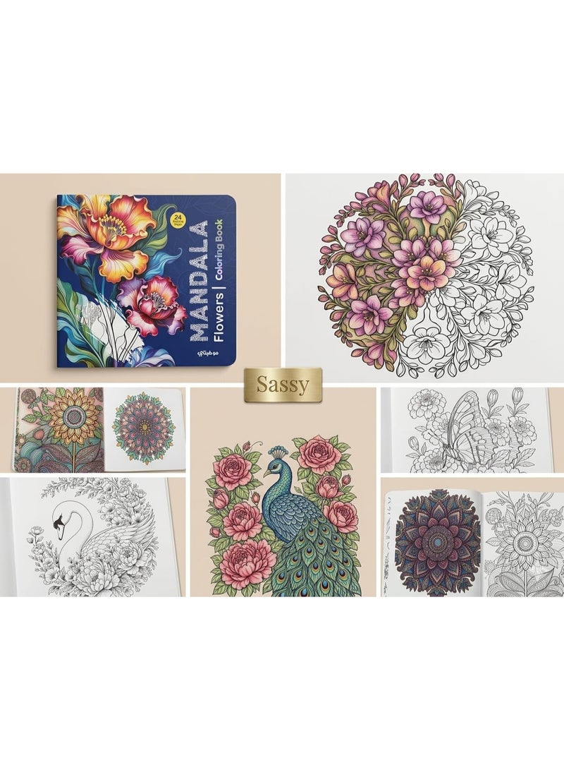 Mandala Coloring Book for Adults & Kids - 24 Detailed Therapeutic Patterns for Relaxation, Creativity, Mindfulness and Stress Relief | Premium Mandala Art Coloring Book  Note: The product may be shipped with either the Blue or Purple cover design depending on stock availability. The cover design may vary, but the interior content is identical in all versions. - Image 4