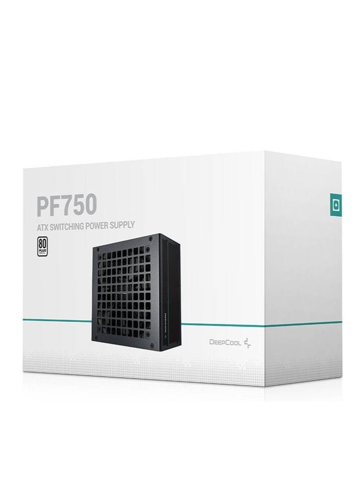 DEEPCOOL - PF750 ATX 12V Power Supply Unit, 750W Power, 80 Plus Standard Certification, Active PFC + Double Tube Forward 750Watts, 5% Efficiency, 120mm Fan Size - Black | R-PF750D-HA0B-UK - Image 1