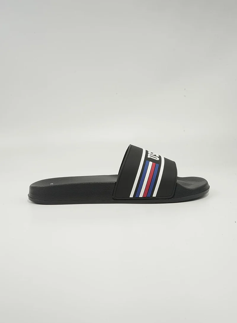يو اس بولو اسن U.S. Polo Assn. Leon Men's Slip-On Comfortable Casual Everyday Slide Sandals - Black