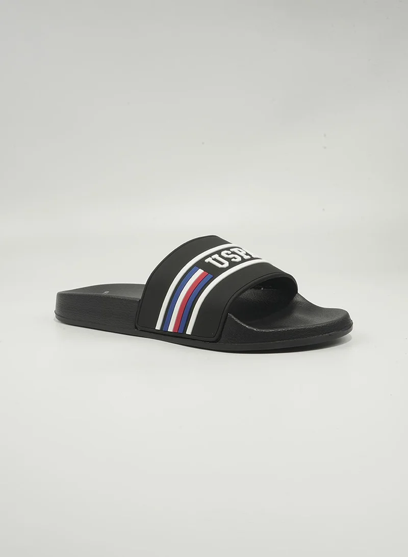 يو اس بولو اسن U.S. Polo Assn. Leon Men's Slip-On Comfortable Casual Everyday Slide Sandals - Black