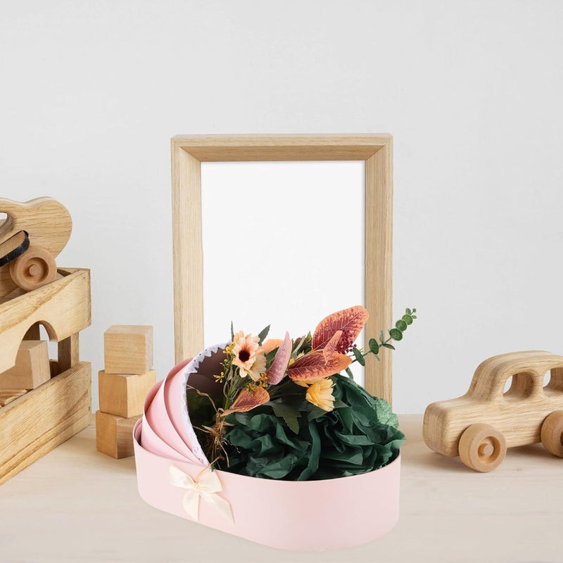WATIIFUFU Shower Flower Wrapping Box Pink Cradle Bouquet Packaging Box with Lid for Newborn Gift for Shower and First Birthday - Image 4