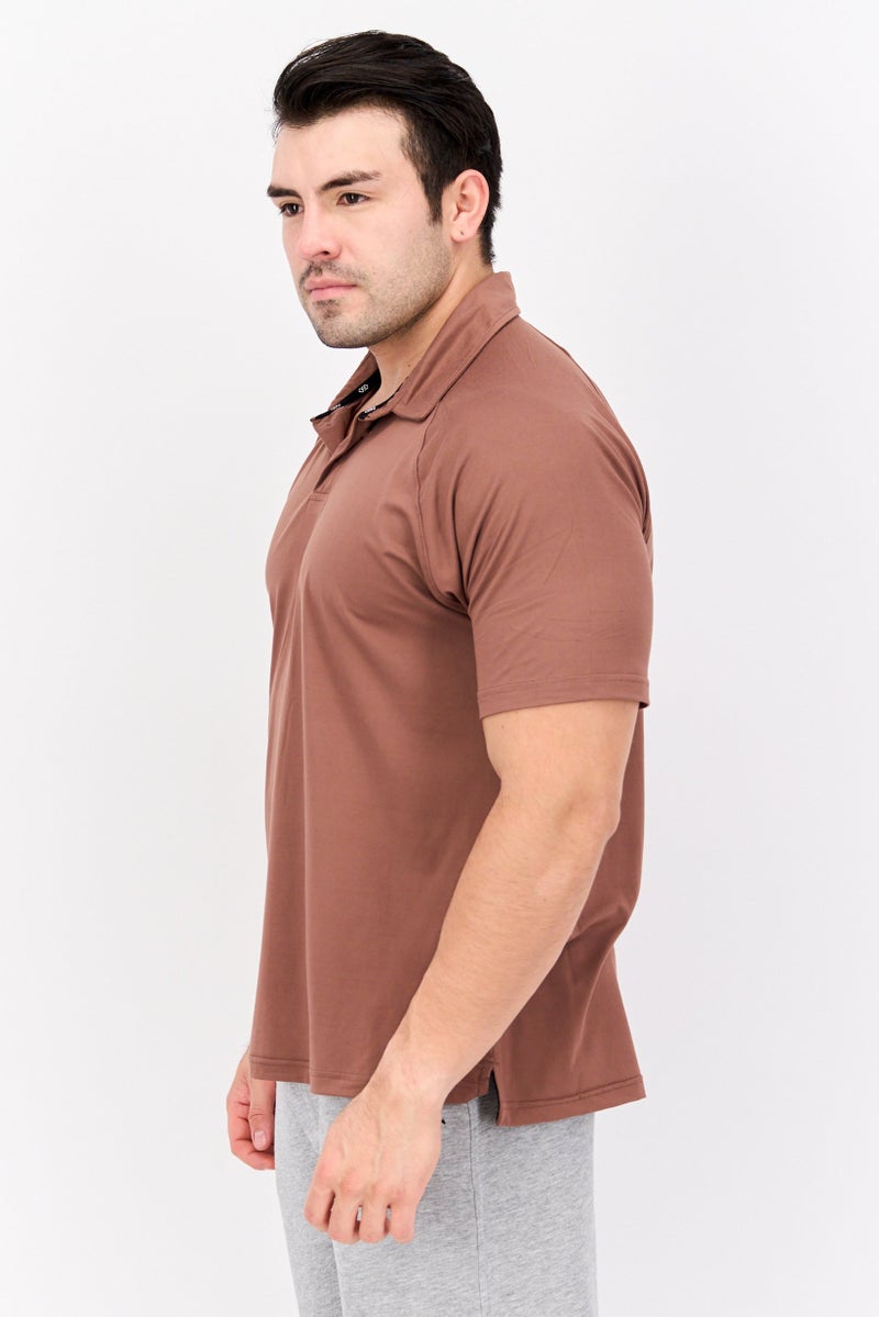 Legend Men Sportswear Fit Short Sleeve Polo Golf Shirts, Brown  - Image 2