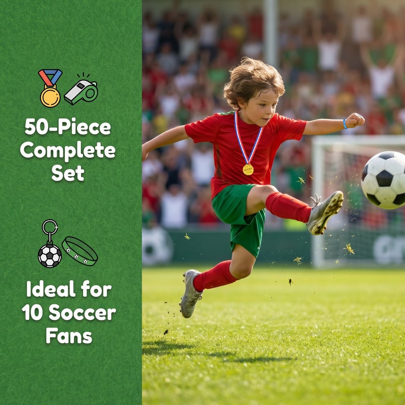 1 Set Soccer Party Favors Soccer Keychain Wristbands Stickers Sports Winner Medal Soccer Party Supplies - Image 4