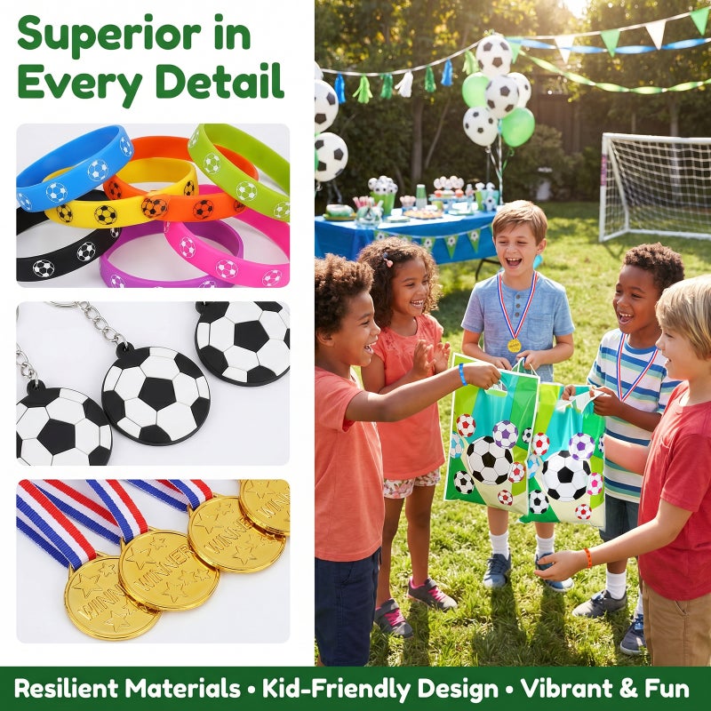 1 Set Soccer Party Favors Soccer Keychain Wristbands Stickers Sports Winner Medal Soccer Party Supplies - Image 5