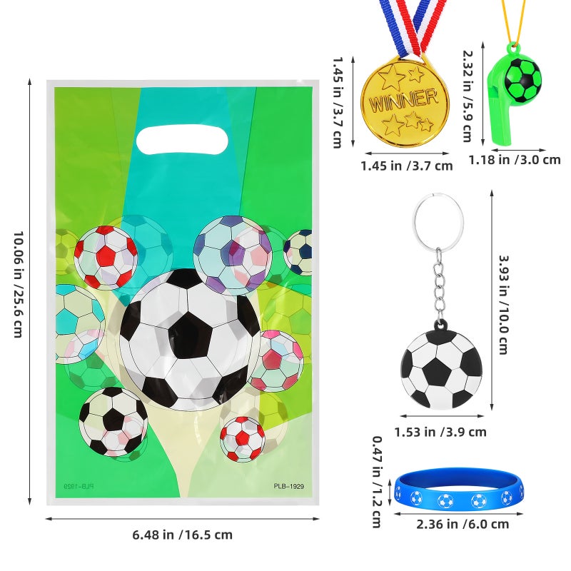 1 Set Soccer Party Favors Soccer Keychain Wristbands Stickers Sports Winner Medal Soccer Party Supplies - Image 2