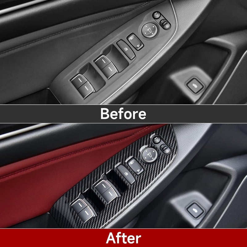 BRMYL Car Window Lift Switch Control Cover Decals for Honda Accord 2018-2022 - ABS Carbon Fiber Interior Stickers - Image 3