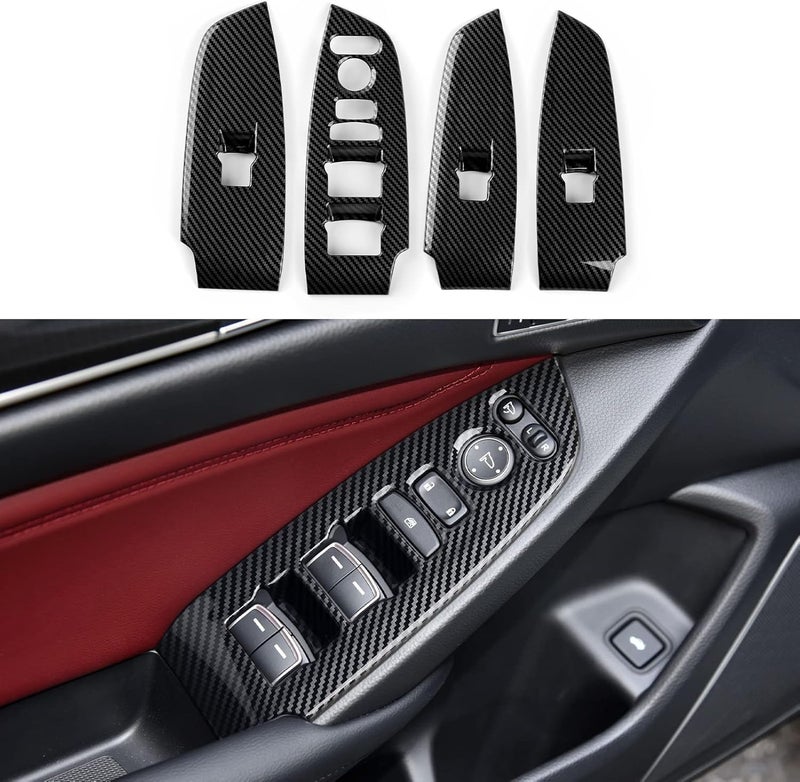 BRMYL Car Window Lift Switch Control Cover Decals for Honda Accord 2018-2022 - ABS Carbon Fiber Interior Stickers - Image 1