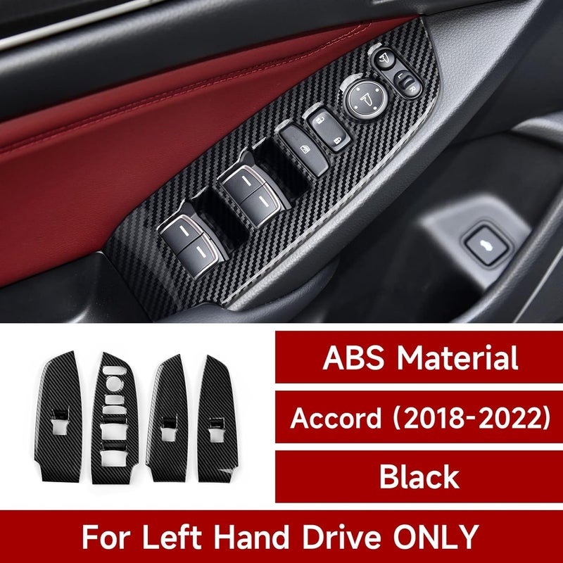 BRMYL Car Window Lift Switch Control Cover Decals for Honda Accord 2018-2022 - ABS Carbon Fiber Interior Stickers - Image 2