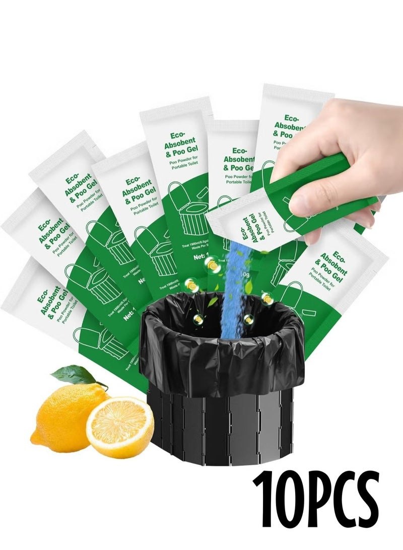 ECO 10-Pack Portable Toilet Gel - Fast-Acting Waste Absorber  Odor Eliminator, Leak-Proof Packets, Heat-Resistant for Desert Camping, Hiking, Travel  Emergencies - Image 1