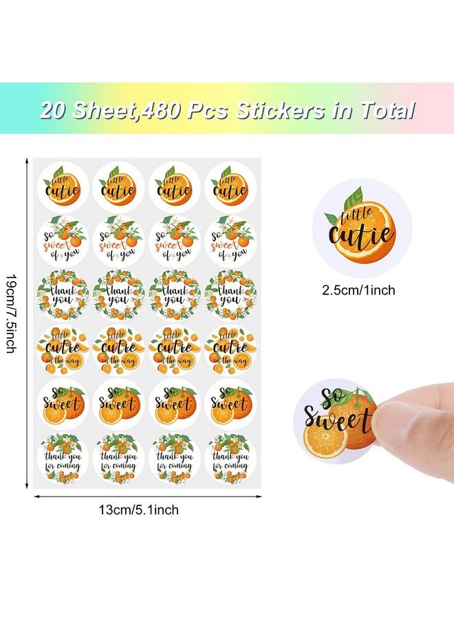 Chinco 480 Pieces Little Cutie Baby Shower Stickers Orange Themed Birthday Party Decorations 1 Inch Round Waterproof Selfadhesive Little Cutie Stickers For Baby Shower Cutie Birthday Party Supplies  - Image 3