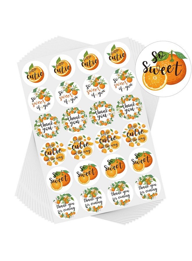 Chinco 480 Pieces Little Cutie Baby Shower Stickers Orange Themed Birthday Party Decorations 1 Inch Round Waterproof Selfadhesive Little Cutie Stickers For Baby Shower Cutie Birthday Party Supplies  - Image 2