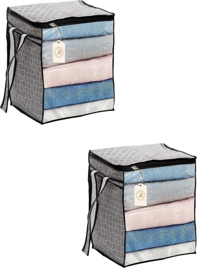 Shaping Fabric Saree Storage Bag | Premium Wardrobe Cloth Organizer Box | Large Garment Cover with Polka Dot Design | Durable Fabric, Transparent Window | Pack Of 2 AWPM12105 - Image 1