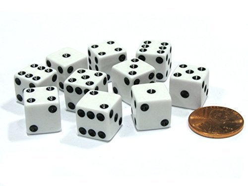 Koplow Games Set of 10 Six Sided D6 12mm Square Dice White - Image 1