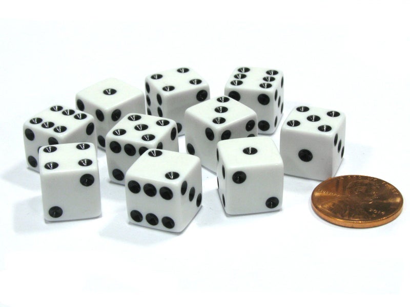 Koplow Games Set of 10 Six Sided D6 12mm Square Dice White - Image 3