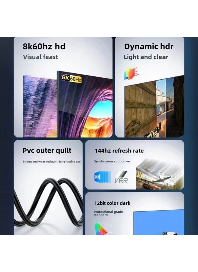 ماركة غير محددة خط HDMI 8K خط HD لصندوق الاستقبال التلفزيوني خط HD لشاشة الكمبيوتر خط مراقبة جهاز العرض 4K-اللون: إصدار جديد 2.1 true 8k [كابل HDMI]-طول الخط: 2 متر  - Image 4